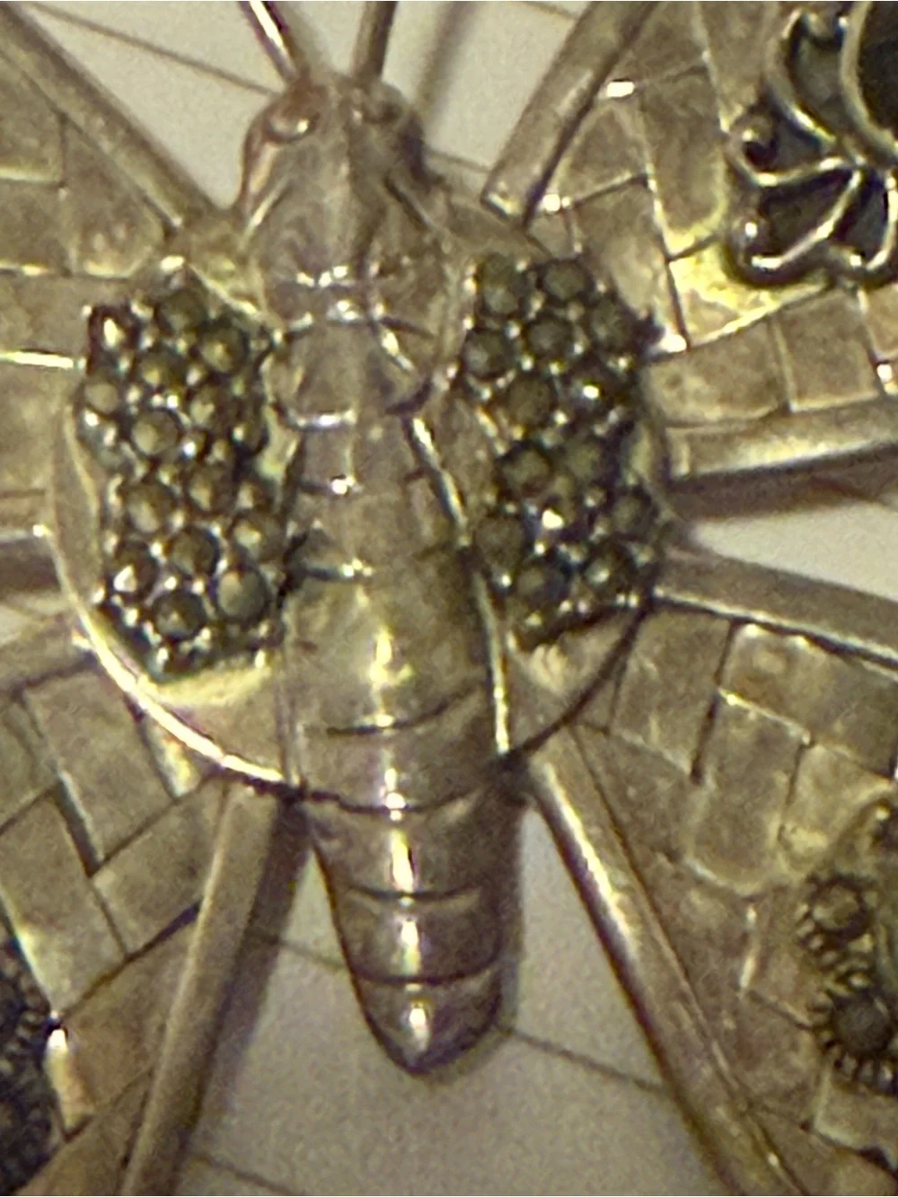 Vintage silver large butterfly pendant . - Picture 9 of 13